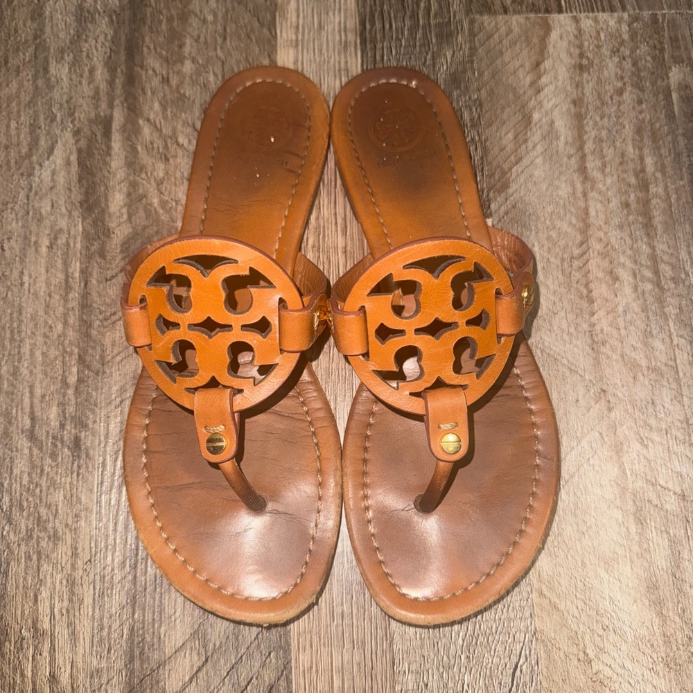 Brown Tory Burch Leather Miller Sandals